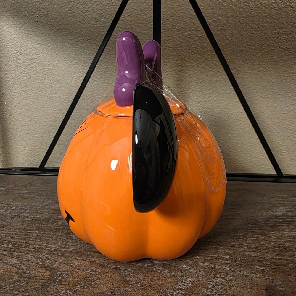 Disney Halloween Mickey & Minnie Mouse Pumpkin Ceramic Jar Cookie Jar Set‎